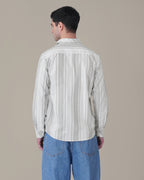 White and Light Grey Striped 100% Cotton Oxford Shirt
