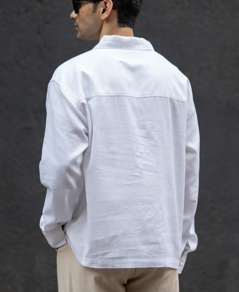 White Lightweight Structured Kurta Shirt 100% Cotton