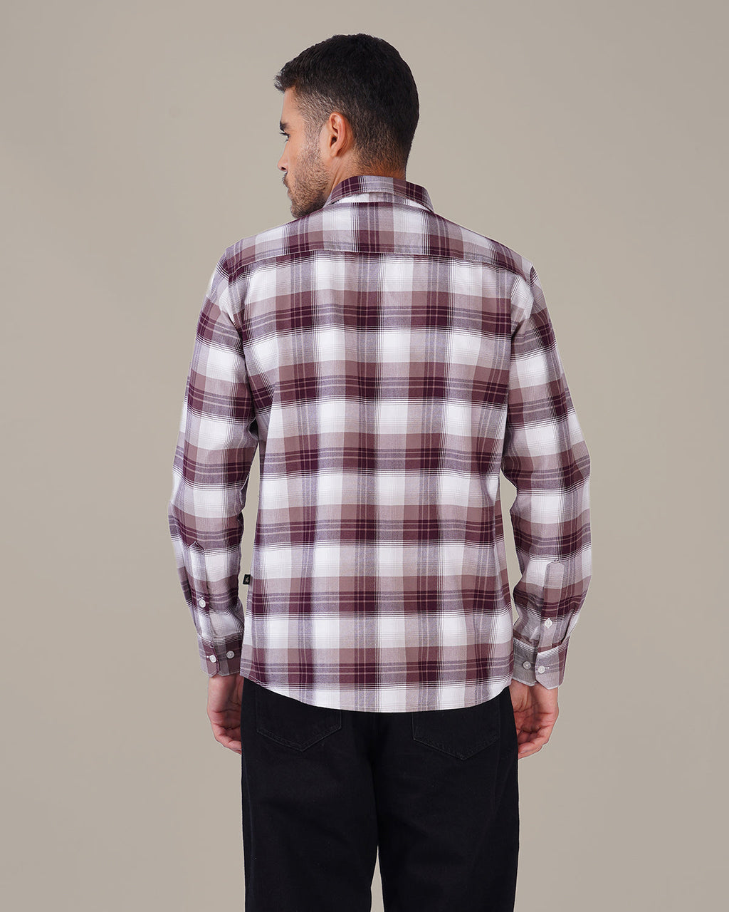 Burgundy and Lavender Check Oxford Shirt