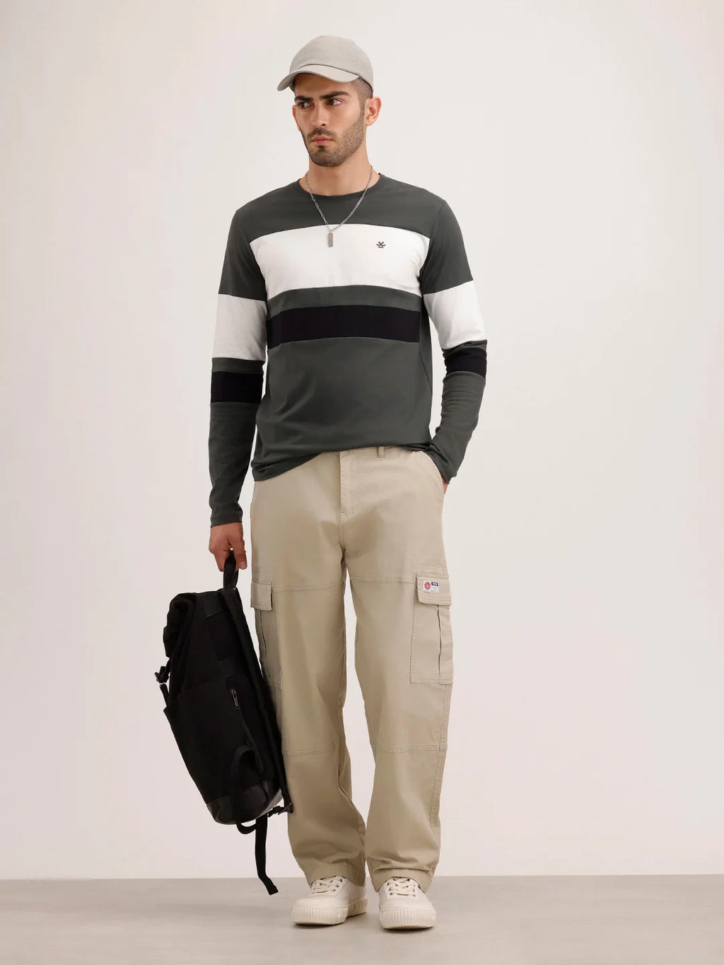 Slim Fit Cut & Sew Long Sleeved T-Shirt | Olive