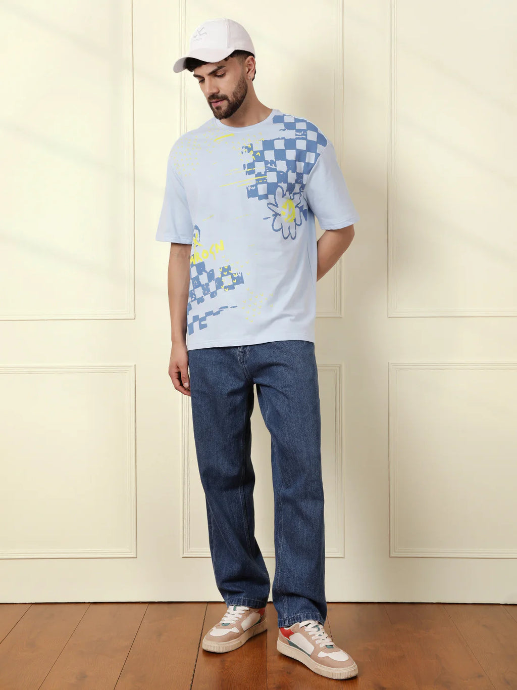Heavy GSM Placement Print T-Shirt | Blue