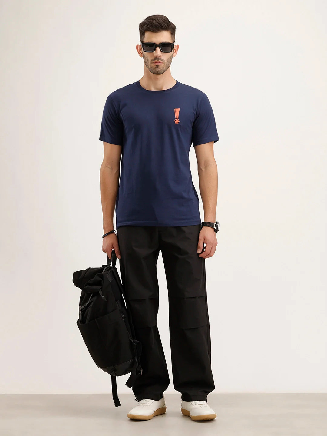 Slim Fit Placement Printed T-Shirt | Dark Blue