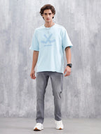 Wrogn Logo Raw-Edged Tee | Light Blue