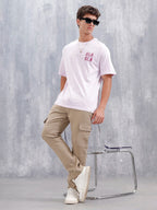 Casual Men Oversized Fit Tee With Graphic | Pink