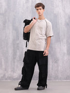 Raglan Sleeve Sporty Look Oversized Fit T-shirt With Patch Pocket | Grey