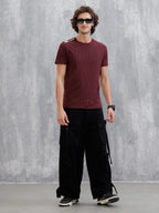 Striped Slim Fit T-Shirt | Maroon
