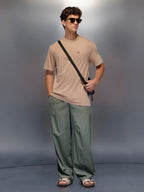 Solid Oversized T-Shirt   |  Beige