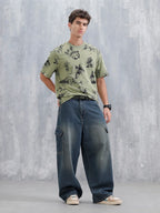 Bizarre Elements Inspired Oversized Aop T-Shirt | Green