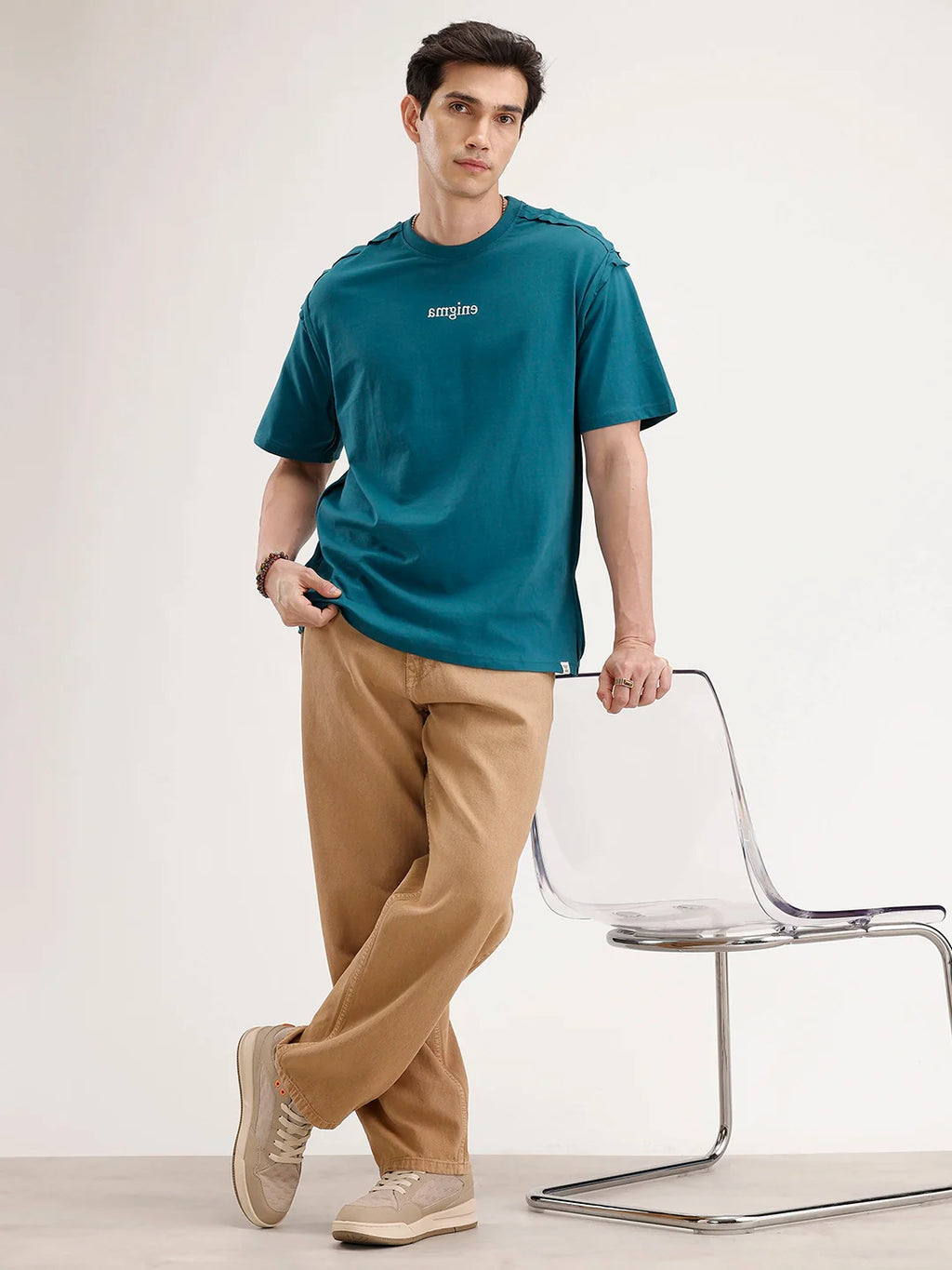 Oversized Placement Cut & Sew T-Shirt | Green