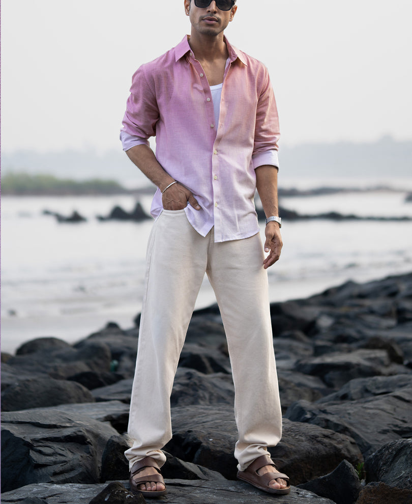 Dusty Pink Lightweight Ombre Shirt 100% Cotton