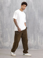 Striped Oversized Fit T-shirt With Puff Print | White