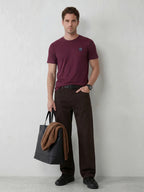 Slub Cotton Slim Fit Tee | Maroon