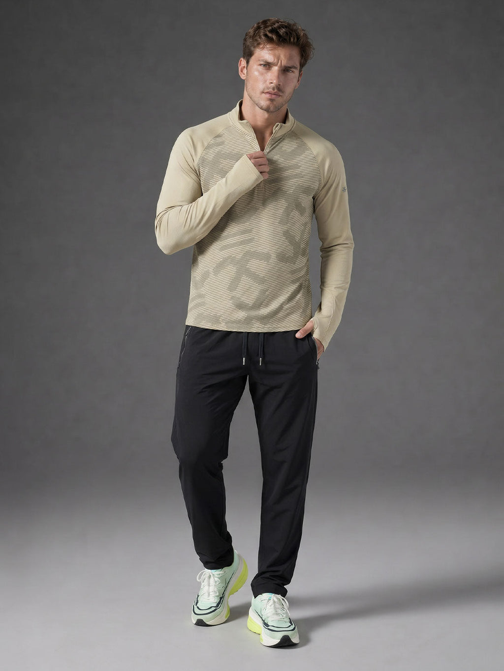 Quarter Zip Sweatshirt | Active |  Beige