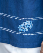 Navy Embroidered Linen Shirt
