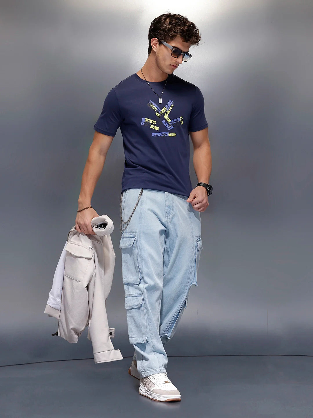 Classic Placement Printed T-Shirt   |  Navy Blue