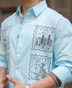 Blue Embroidered Shirt