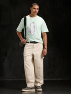 Logo Printed Oversized Fit T-Shirt | Light Green