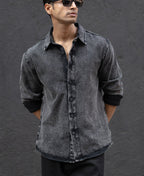 Charcoal Black Washed Denim Overshirt