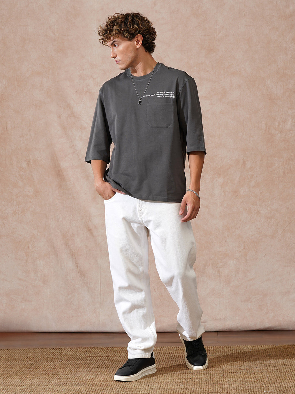 Heavy GSM 3/4th Sleeve T-Shirt | Grey