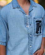 Blue Embroidered Denim Shirt