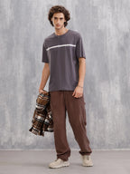 Front Striper Print Tee | Grey