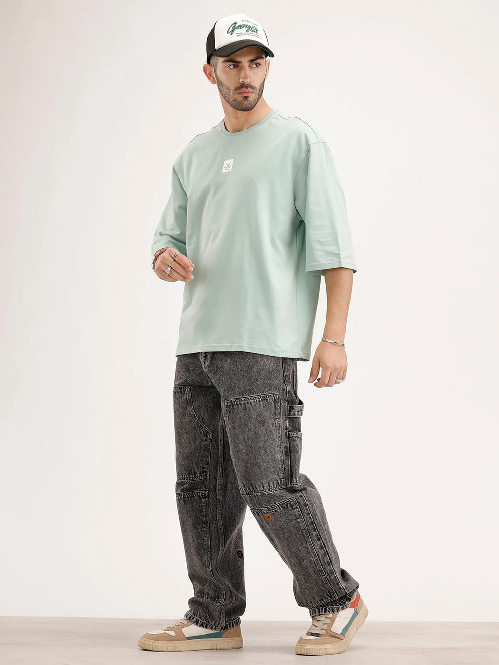 Oversized Fit 3/4 Sleeves T-Shirt | Green