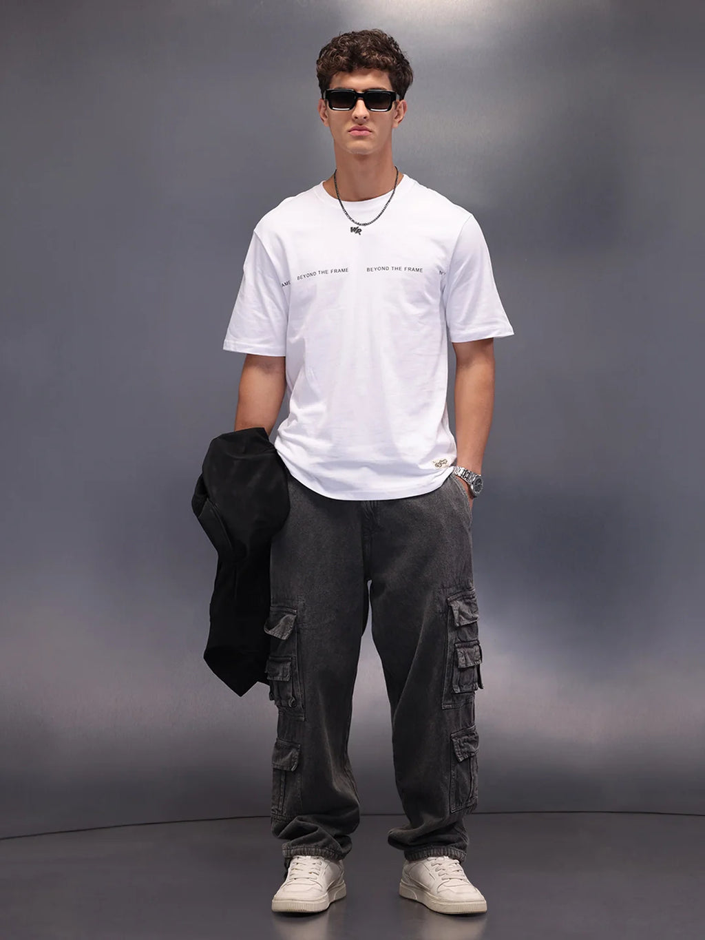 Placement Printed Oversized T-Shirt | White