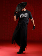 Statement front print oversized tshirt | Black