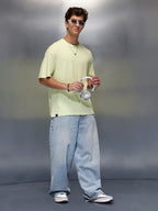 Solid Textured Regular Fit T-Shirt   |  Light Green