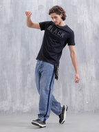 Men's Slim Fit Graphic Printed T-Shirt | Black