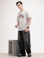 Oversized Front Printed T-Shirt | Grey