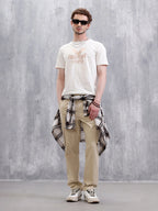 Metallic Foil Printed Slim Fit T-Shirt | White