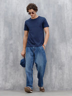 Men's Solid Casual Slim Fit T-Shirt  | Navy Blue