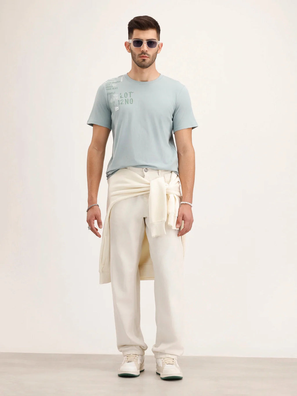 Slim Fit Placement Printed T-Shirt | Grey