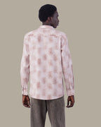 Natural Beige Abstract Linen Plus Button-Up Shirt