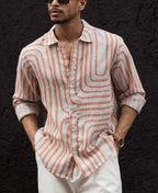 Rust Brown Regular Fit Full Sleeves Shirt