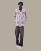 Muted Beige Abstract Oxford Polyester Shirt
