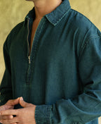 Teal Blue Tinted Zipper Shirt
