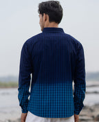 Blue Ombre Checks Shirt 100% Cotton