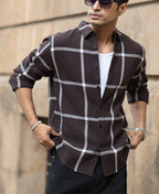 Brown Structure Checks Shirt
