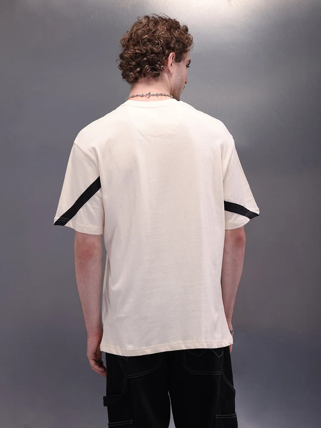 Placement Printed Oversized T-Shirt | Beige