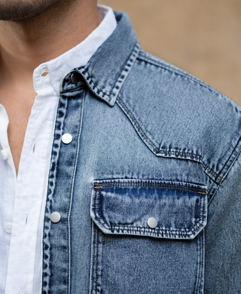 Mid Blue Denim Shirt