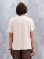 Casual Men Oversized Fit Tee With Placement Graphic | Beige