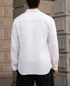 White Regular Fit Full Sleeves Shirt 100% Cotton