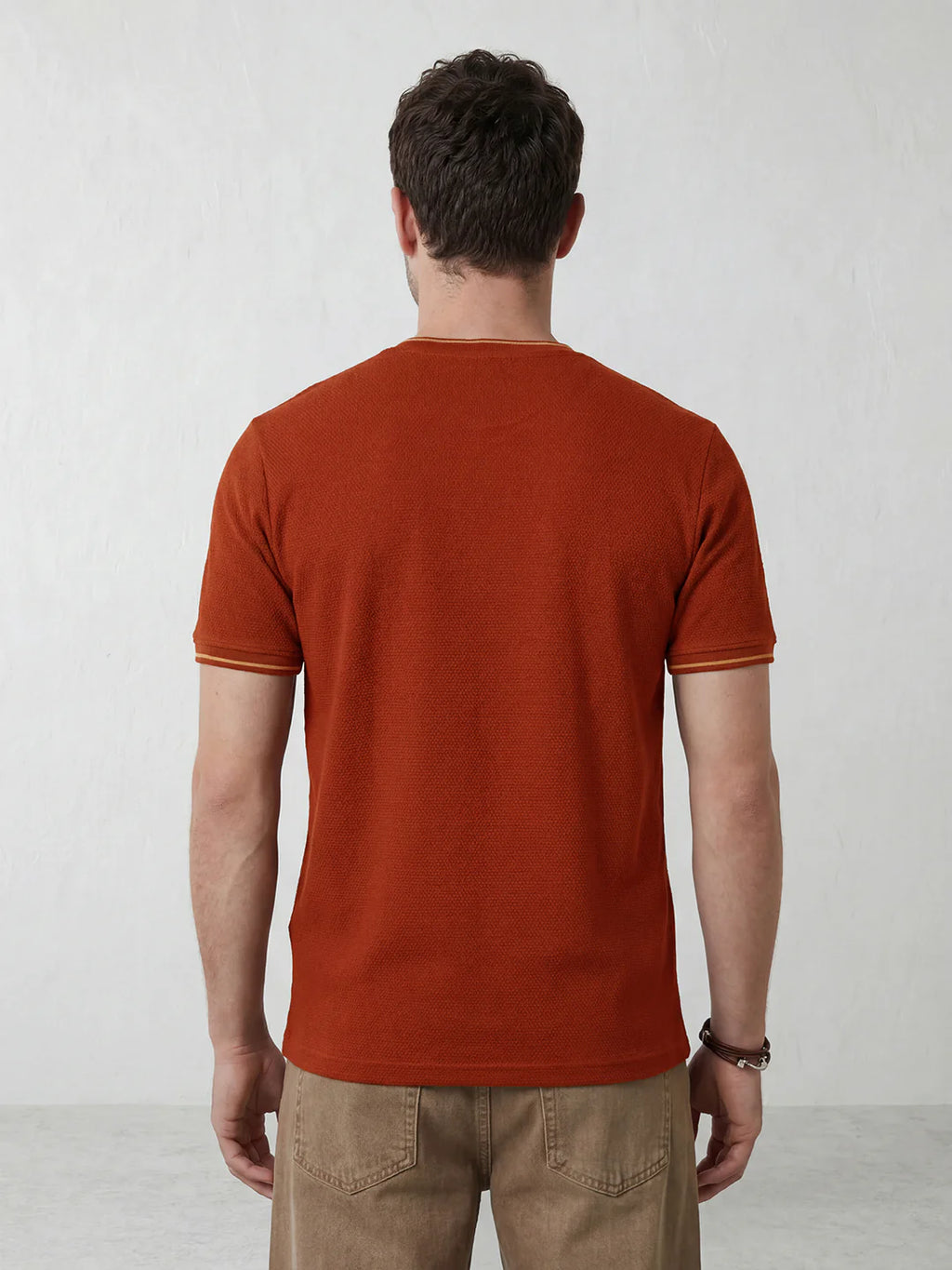Men’s Retro Popcorn Textured Slim Fit T-Shirt | Maroon