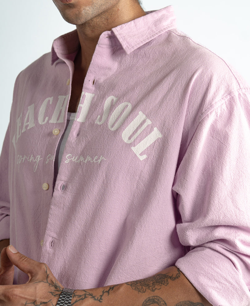 Pastel Pink Structured Printed Shirt