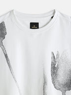 Heavy GSM Watercolour Floral Printed T-Shirt | White