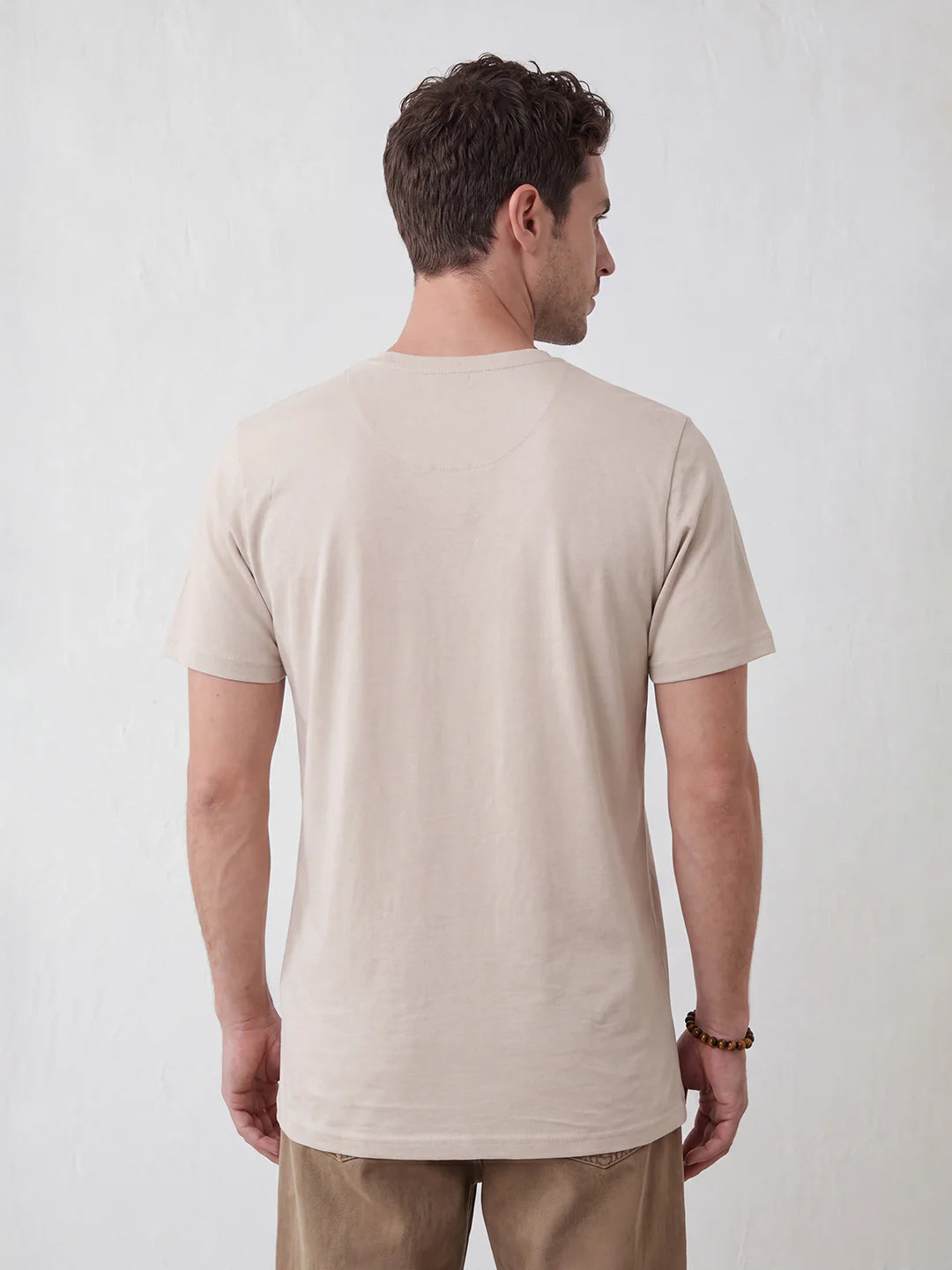 Slim Fit Placement Printed T-Shirt | Beige