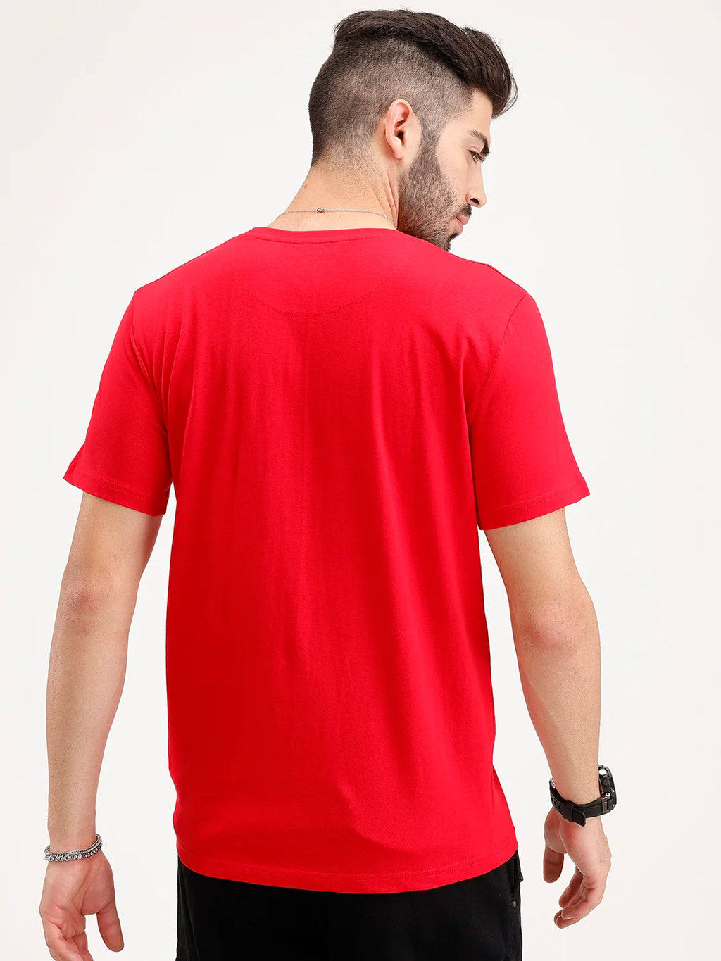Slim Fit Placement Printed Tee | Red