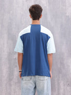 Graphic Printed Oversized Fit Cut &Sew T-Shirt | Blue